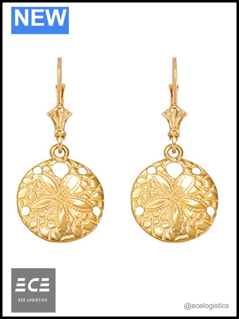 14K Yellow Gold Lever Back Earrings